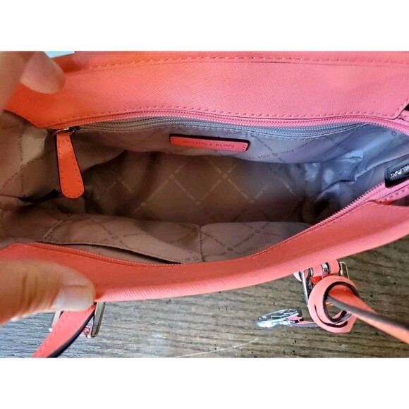 Michael Kors Jet Set Travel Extra-Small Logo Top-Zip Tote Bag Dark Pink Coral - Picture 7 of 12